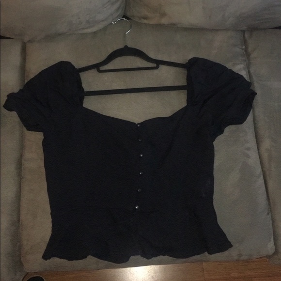 BooHoo Black Button Through Blouse - Size 6 - Picture 4 of 8